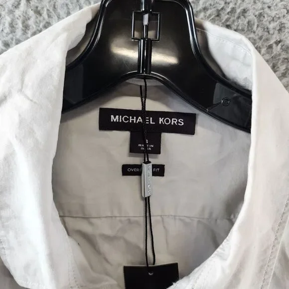 Michael Kors Long Sleeve Shirt Jacket Men's S Aluminum Pockets Button Closure